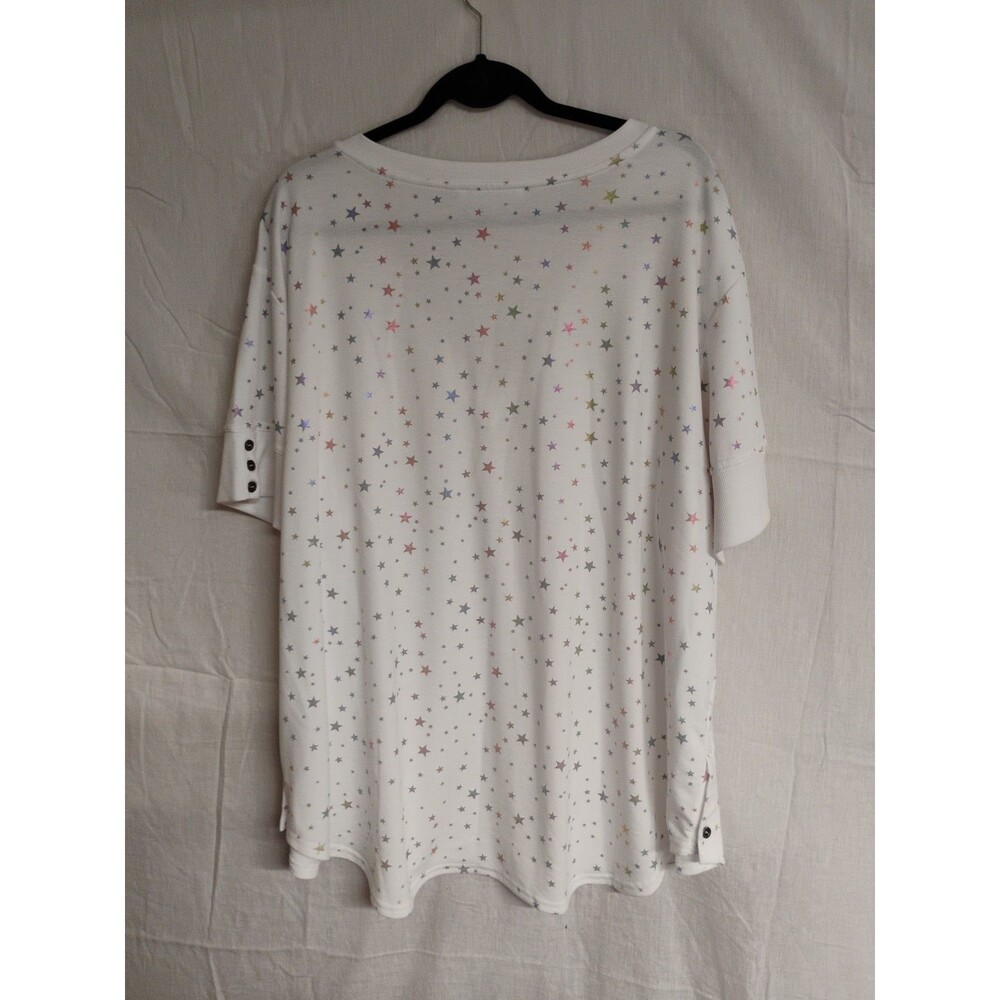 Jane + Delancey Womens Shirt Vneck Short Sleeve Colorful Stars Size 3x - Picture 2 of 10